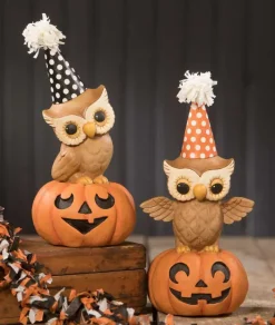 Bethany Lowe TL9436 - Party Owl On Pumpkin 2A