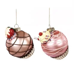 Goodwill Glass Cupcake Ball Ornament 2 Assorted TR 27424
