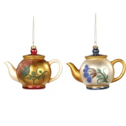 Goodwill Glass Floral Teapot Ornament 2 Assorted TR 27327