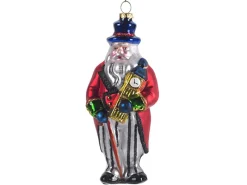 Goodwill Glass Santa Holding Big Ben Ornament TR 17657