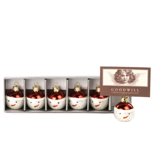 Goodwill Glass Snowman Cardholder Box 6 P 36646
