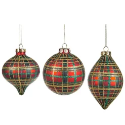 Goodwill Glass Tartan Ball 3 Assorted C 15064
