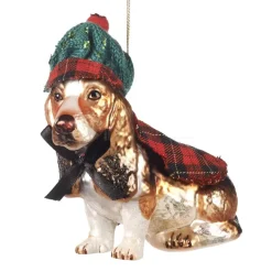 Goodwill Glass Tartan Dog Ornament TR 27062