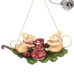 Goodwill Goodill Belgium 2020 B 93156 Woodland Tea Party Mice On Leaf