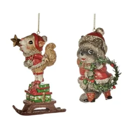 Goodwill Goodill Belgium 2020 TR 25249 Glittered Xmas Squirrel Raccoon 2 Assorted