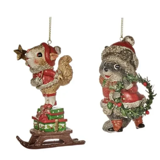 Goodwill Goodill Belgium 2020 TR 25249 Glittered Xmas Squirrel Raccoon 2 Assorted