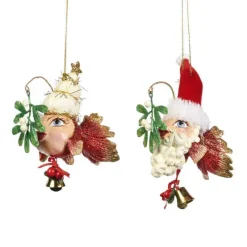 Goodwill Belgium B 92350 Santa Mistletoy Fish Couple 2 Assorted Ornaments