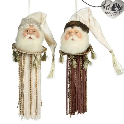 Goodwill Belgium Journey Santa Tassel Ornament 2 Assorted J 64254