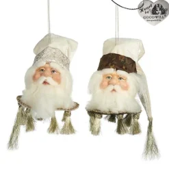 Goodwill Belgium Journey Santa Head Ornament 2 Assorted J 64255