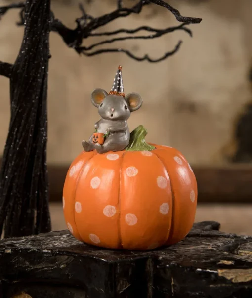 Bethany Lowe Halloween Mouse On Pumpkin MA2077