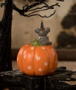 Bethany Lowe Halloween Mouse On Pumpkin MA2077