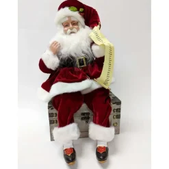 KKInteriors K&K Interiors 51411A - Sitting Red Velvet Santa with List