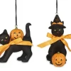 Bethany Lowe KL7552 Black Cat Ornament 2 Assorted
