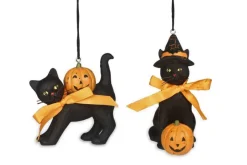 Bethany Lowe KL7552 Black Cat Ornament 2 Assorted