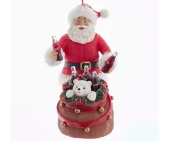 Kurt Adler 5.75" Coke Santa With Polar Bear In Sack CC9202
