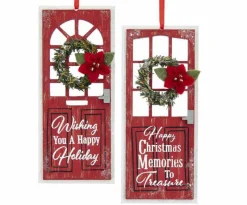 Kurt Adler G0197 Wooden Red Christmas Door Ornament2 Assorted