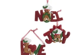 Kurt Adler H5553 Gingrbrd Love Noel Joy Ornament3 Assorted