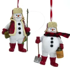 Kurt Adler NYC D3550 Lodge Snowman Ornaments, 2 Assorted