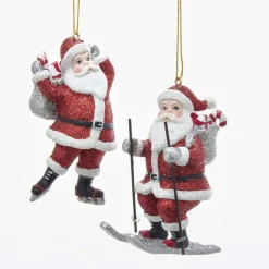 Kurt Adler NYC D3380 Skating and Skiing Santa Ornaments, 2 Assorted