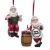 Kurt Adler NYC E0275 Wine Santa With Barrel Ornaments, 2 Assorted