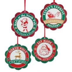 Kurt Adler Kurt S. Adler NYC C6884 Santa Seal Of Approval Ornament 4 Assorted