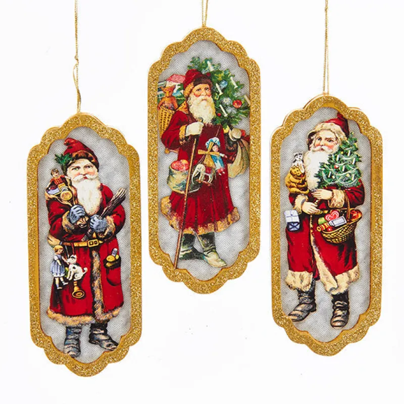 Kurt Adler Kurt S. Adler NYC C6848 Vintag Cranberry Santa Frame 3 Assorted
