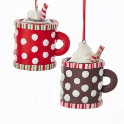 Kurt Adler Kurt S. Adler NYC D3059 Claydogh Hot Cocoa Cup Ornament 2 Assorted