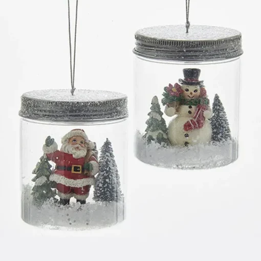 Kurt Adler Kurt S. Adler NYC Santa and Snowman in a Mason Jar Ornament 2 Assorted C6707