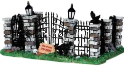 Lemax Spooky Iron Gate And Fence, Set Of 5 34606 Spooky Town