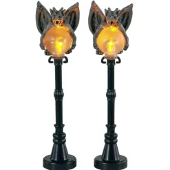 Lemax Village 2021 Gargoyle Lamp Post, Set Of 2 14829