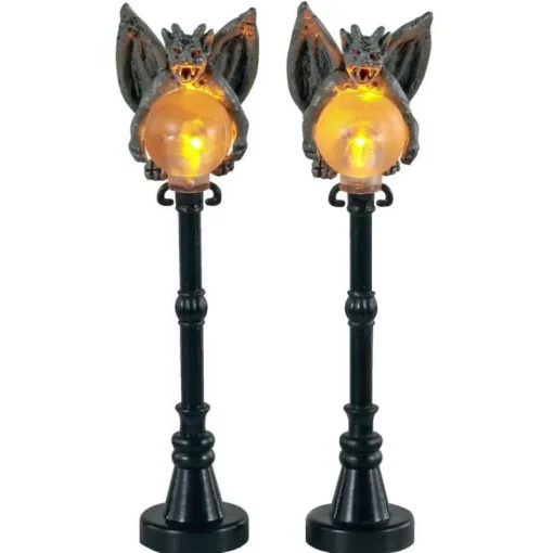 Lemax Village 2021 Gargoyle Lamp Post, Set Of 2 14829