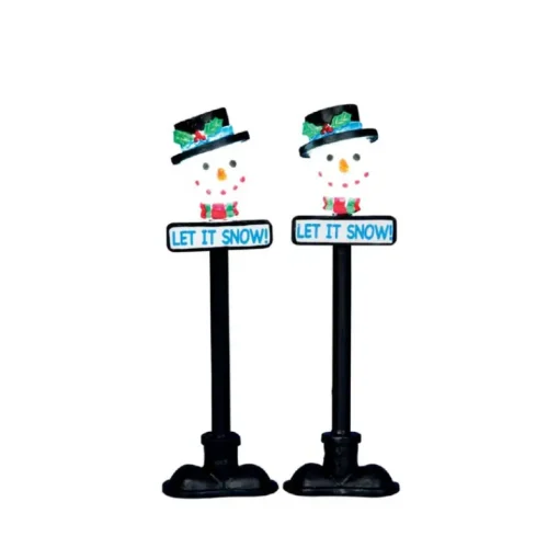 Lemax Village 34640 Snowman Street Lamp, Set Of 2, B/O (4.5v) 34640