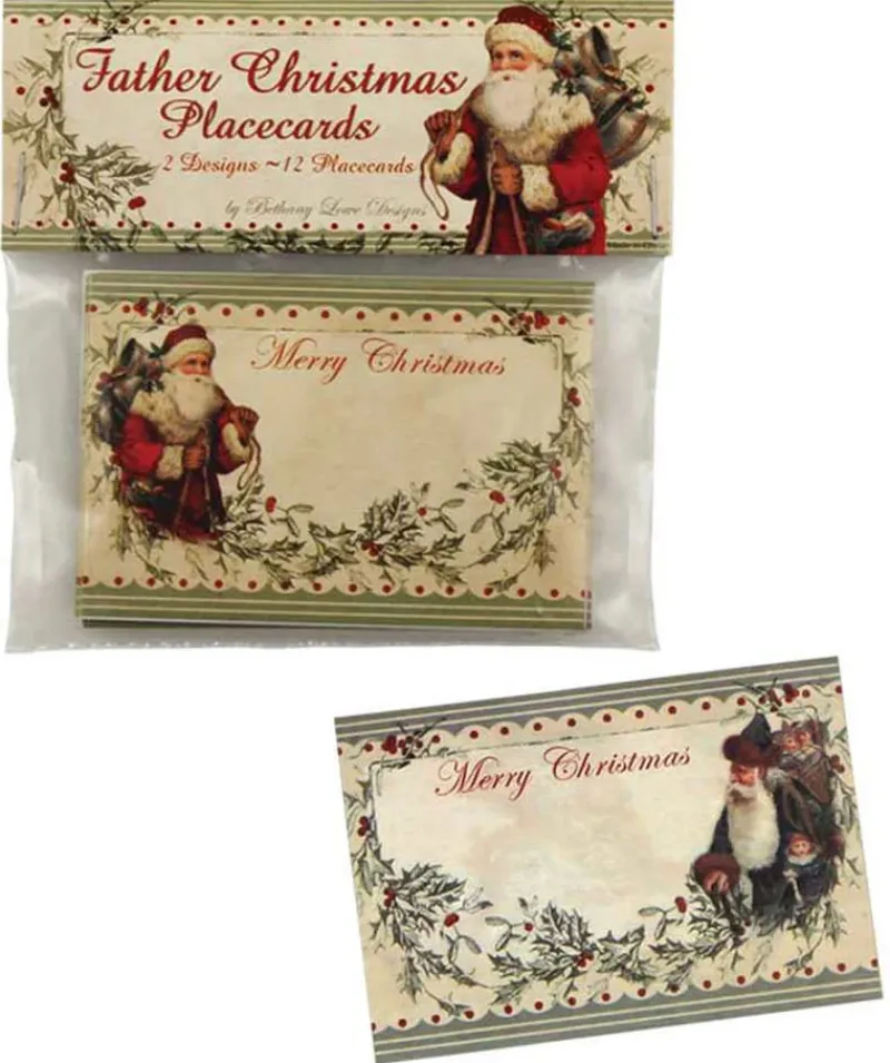 Bethany Lowe LG2068 Vintage Santa Placecards