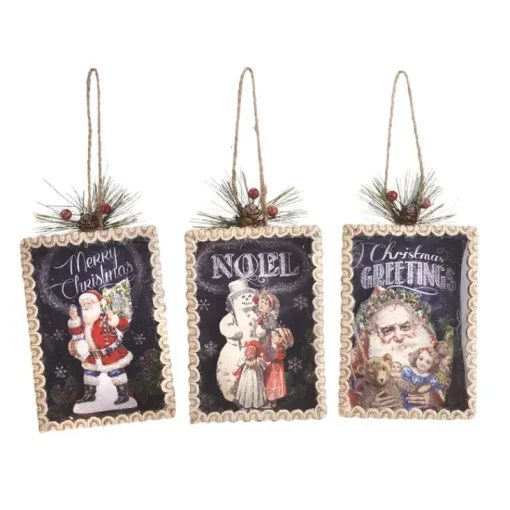 Goodwill Paper Santa Postcard Ornament 3 Assorted Y 63317
