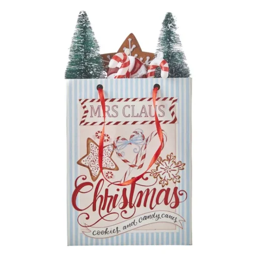 Raz Imports 7.75inch Mrs Claus Christmas Shopping Bag Ornament 4119022