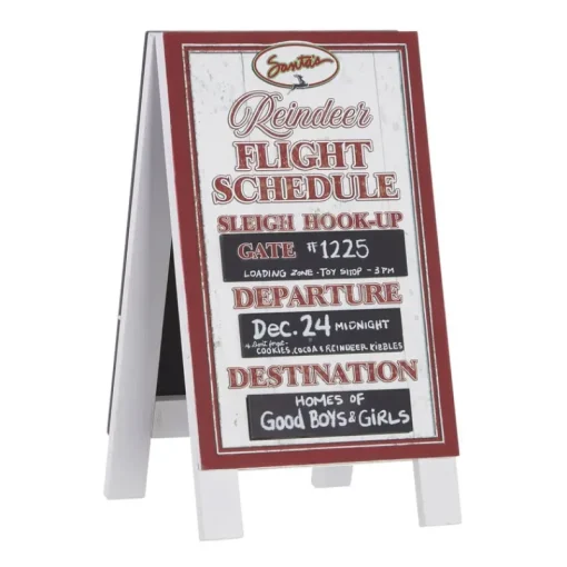 Raz Imports 12inch Reindeer Flight Schedule Sandwich Board 4116213