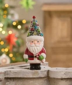 Bethany Lowe Retro Santa with Candy Cane and Tree Hat TL2370