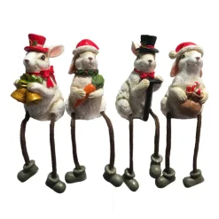 Willow Brooks Secret Christmas White bunny sitting on shelf 4 assorted WB1200 North Pole Christmas Shop London